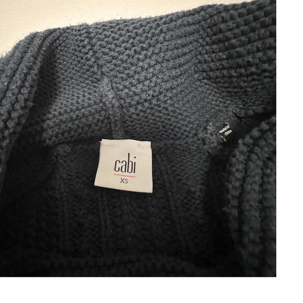 Cabi Cable Knit Sweater Women XS Navy Blue Cowl Neck Pullover 3168 - Picture 4 of 12